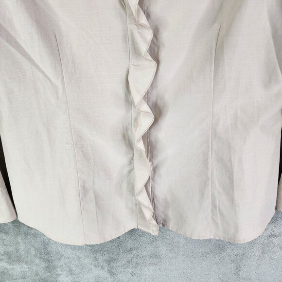 Womens Beige WinterSilks Ruffled Blouse Long Sleeve Silk & Cotton Blend Size L - Picture 3 of 10